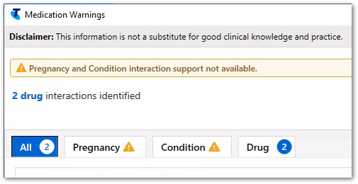 Example Medication Warnings when CDS unavailable
