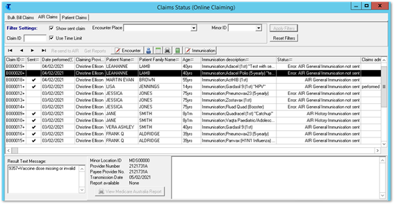 Example AIR Claims