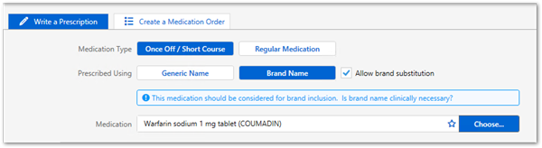Example LMBC medication in prescribing