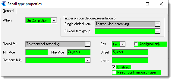 Example on completion trigger for cervical cancer screening