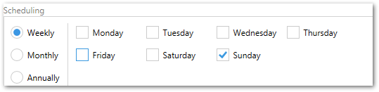 Example weekly schedule