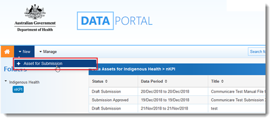 Health Data Portal example new submission