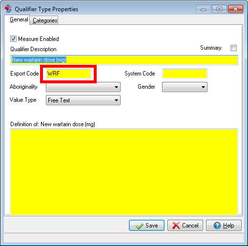 Warfarin Dose Qualifier with 'Export Code' highlighted