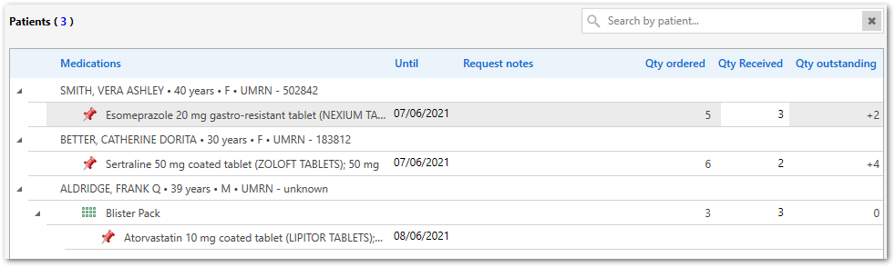 Example edited ordered consolidated order