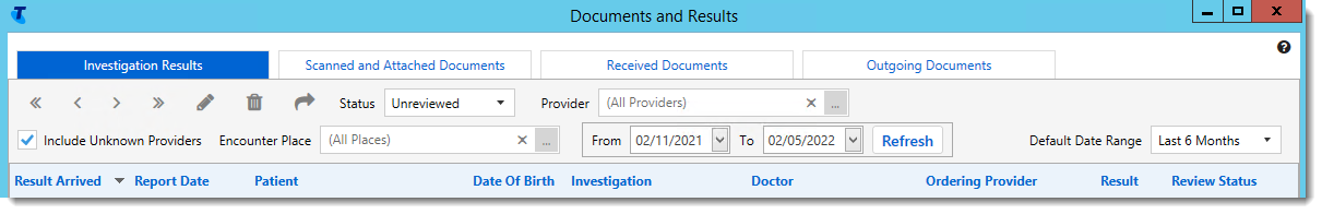 Example Documents and Results window