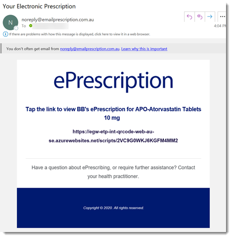 Example emailed ePrescription
