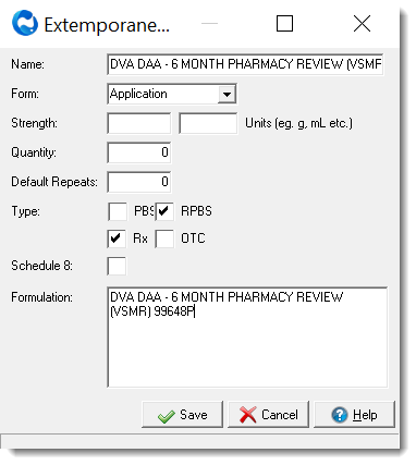 Example of completed Extemporaneous Preparations non-drug medication
