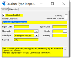 Example qualifier type using AHC investigation keyword