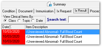 Example multiple results for one day listed on the Ix Result tab