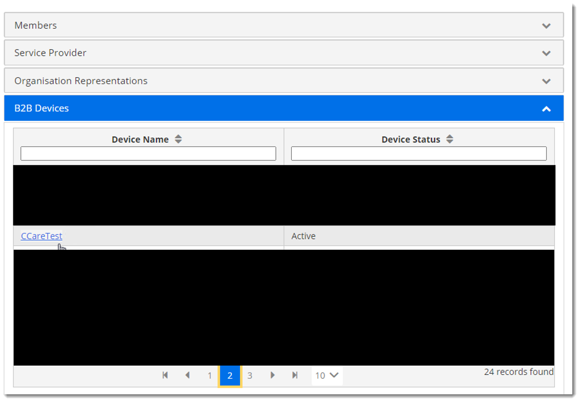 Example PRODA B2B device name