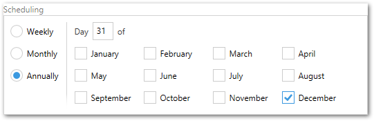 Example annual schedule by day