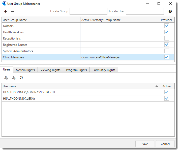 Example Active Directory group and users