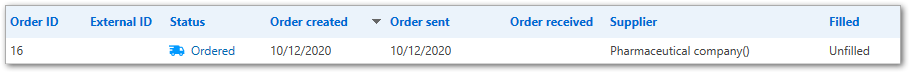 Example ordered consolidated order in the summary window