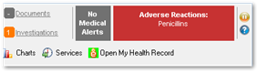 Example clinical record of patient registered with MHR