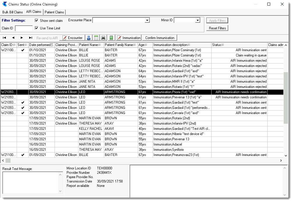 Example AIR Claims