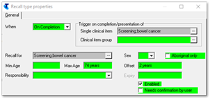 Example on completion trigger for bowel cancer screening