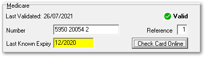 Example verified Medicare details in Patient Biographics