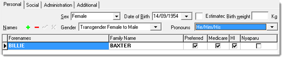 Gender & Pronouns fields in patient biographics