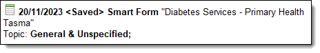 Example parked SmartForm progress note