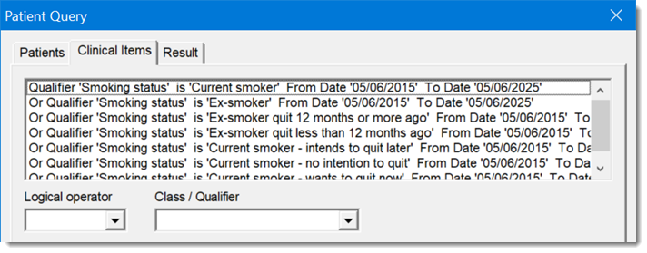 Example Patient Query to identify smokers eligible for NLCSP