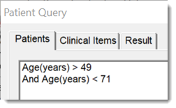 Example Patient Query to identify patients of the right age group for NLCSP