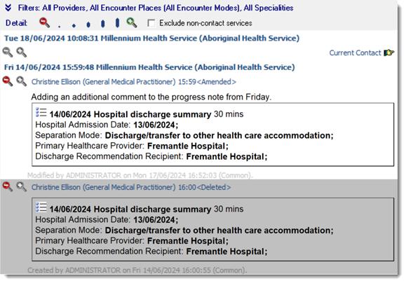 Example amended progress note